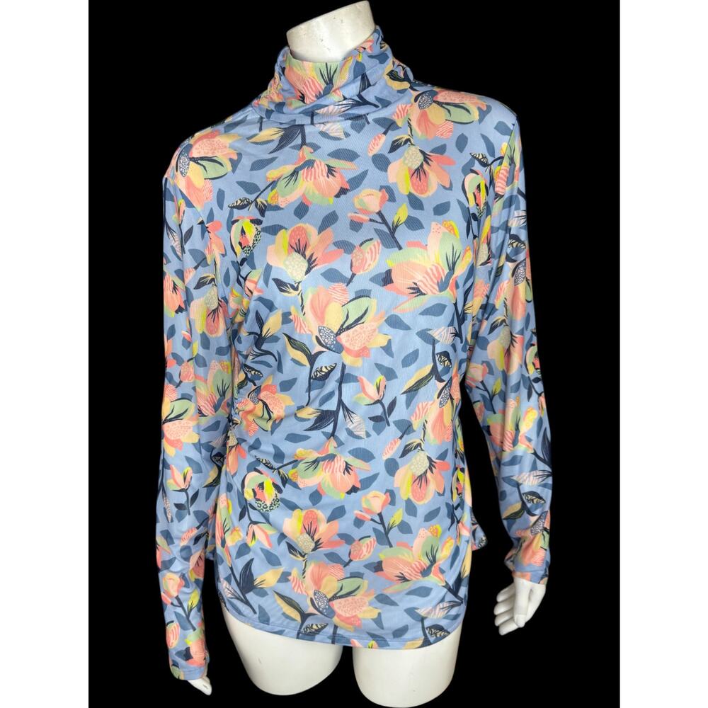 Harlem's Fashion Row x Undra Celeste NY Floral Mesh Turtleneck Top L NWOT